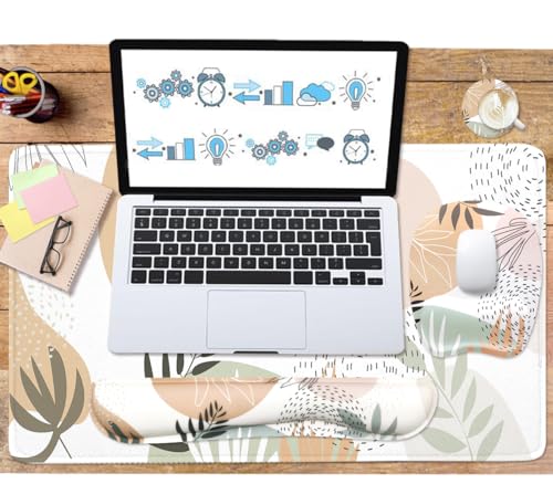 Keyboard Wrist Rest Large Mouse Pad Wrist Support for Computer, 4 in 1 Memory Foam Keyboard Pad Desk Mat Ergonomic Hand Rest Wrist Cushion for Home Office Gaming - Minimalist Plant - color: Minimalist Plant