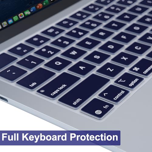 MOSISO Keyboard Cover Skin Compatible with MacBook Air 13.6 inch 2025 M4 A3240/Air 15 inch 2025 M4 A3241/Pro 14 inch 2025 M5 A3434, Navy Blue - color: Navy Blue