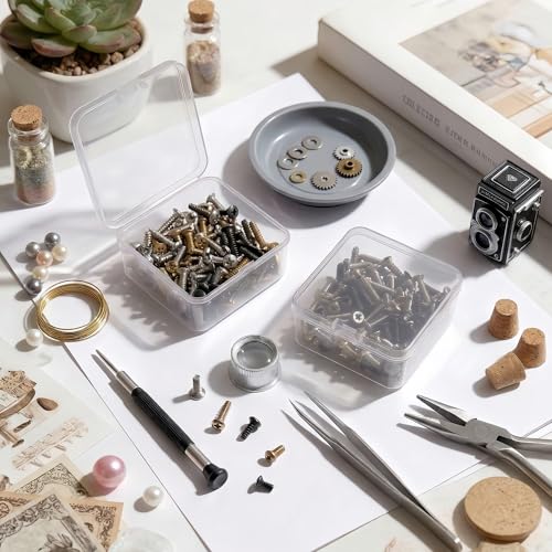 17 Pack Clear Plastic Storage Boxes with Lids,Beading Storage 3x3x1.4 Inches Square Organizer Containers for Small Parts, Crafts, Jewelry, SMT Components