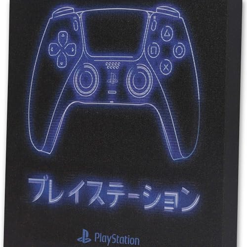 Open Road Brands Sony PlayStation Blue Controller Gallery Wrapped Canvas Wall Decor - PlayStation Wall Art for Game Room or Teen Bedroom - color: Black/Blue