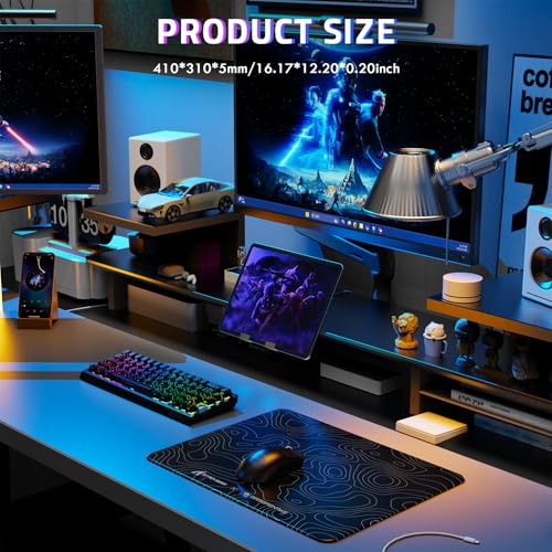 ATTACK SHARK CM05SE Glass Gaming Mouse Pad for FPS & Esports, Nano-Etched Tempered Glass Surface,Ultra-Smooth Low Friction Hard Mousepad,Waterproof Large Desk Mouse Mat for PC Setup,Black Contour - color: Black Contour