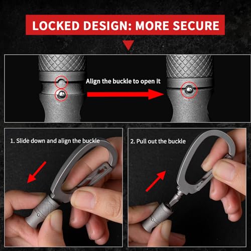 FEGVE Titanium Quick Release Swivel Keychain, Pull Apart Detachable Keychain Heavy Duty Car Key Holder with Key Rings - color: Matte 2 Pack
