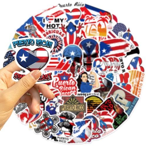 Puerto Rico Sticker Pack,50pcs Flag Graffiti Waterproof Vinyl Decals for Water Bottle Scrapbooking Laptop Bike Skateboard Luggage Helmet for Teens Kids Party Decorations - color: Puerto Rico
