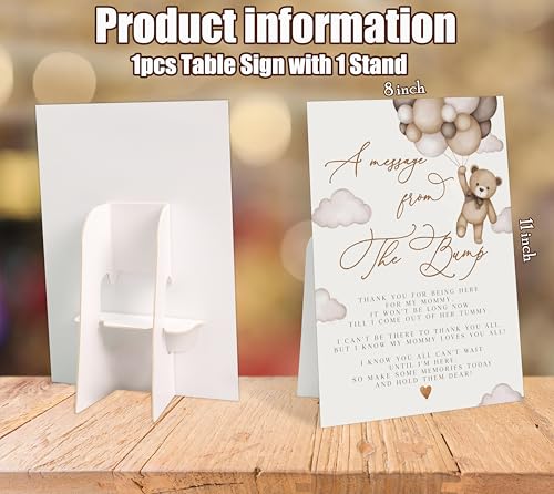 A Message from the Bump Sign for Baby Shower, Bear Balloon Style for Gender Reveal Party Reception and Baby Shower Table Decorations, Gender Reveal Ideas, Newborn Announcement Party Supplies, 13 - color: A Message From the Bump