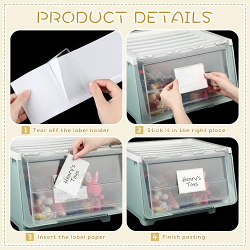 Jeyiour 100 Pcs Label Holders Adhesive Nameplate Pockets Storage Bin Labels Index Card Holder Shelf Plastic Peel Stick for Classroom Supermarket Bookshelf Library Student Box Drawer (3.6 x 5 Inch) - size: 3.6 x 5 Inch