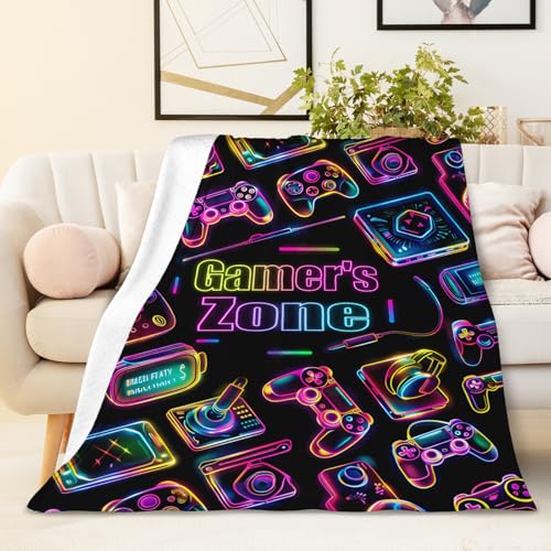 Kids Blanket - 50x40 Inches Small Gaming Blankets for Kids, Teens - Black Soft Cozy Accessories Gift Ideas for Couch, Sofa - Gamer Pattern Print Throws Gifts for Gaming Lovers - color: Color 3, size: 50"x40"