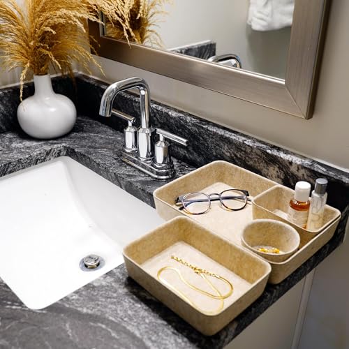 Welaxy 7pc Scandinavian Felt Desk Drawer Organizer Oatmeal Catchall Tray - color: Oatmeal