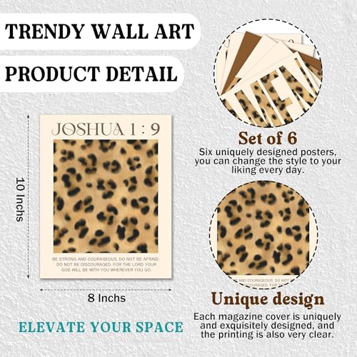 Isfvqyub Preppy Cheetah Leopard Wall Art, Aesthetic Bible Verse Stockholm Poster For Girl Boy, Trendy Bow Lucky 8 Ball Wall Decor For Bedroom Dorm College Apartment Office, Set Of 6 -A03 - size: Cheetah