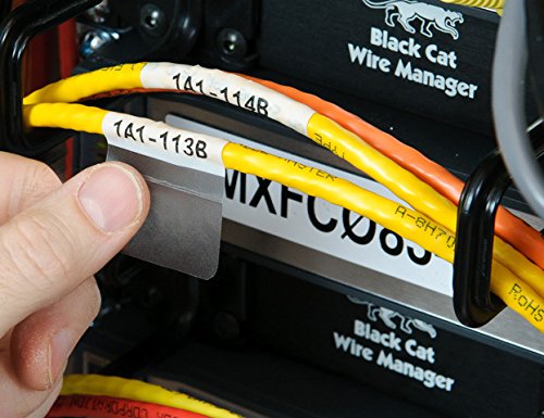 Brady Authentic (M21-750-427) Self-Laminating Wire Wrap for Control and Electrical Panels, Datacom Cable, Black on White- For M210, M210-LAB, M211, BMP21-PLUS and BMP21-LAB Printers, .75" W, 14' L - color: Black on Transluc/White Vinyl, size: .75"