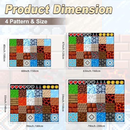 Game Rug Teen Boys Carpet with Pixel Game Element Decoration, 8 Bit Old Games Rugs for Boy’s Bedroom Living Room Playroom, Non-Slip Children Gaming Area Rugs (63" x 47") - color: Element Pixel Rug, size: 3'11" x 5'3" (Rectangular)