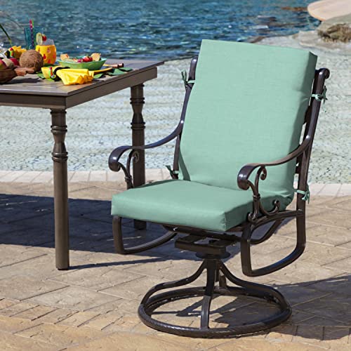 Arden Outdoor Midback Chair Cushion, 18 x 16.5, Aqua Leala - color: Aqua Leala