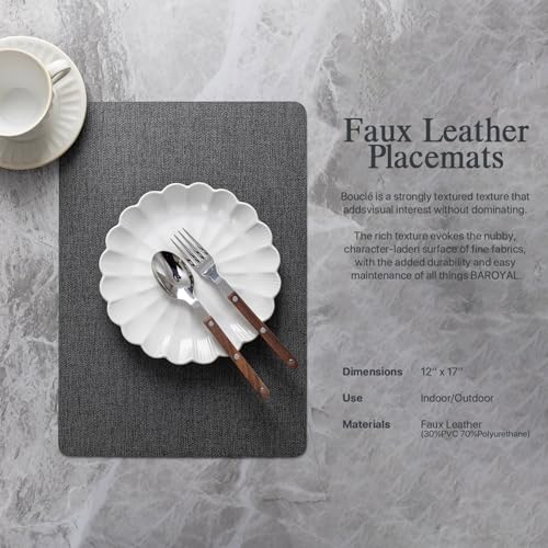 Baroyal Faux Leather Placemats Set of 6 Vinyl Washable Wipeable Table Mats for Kitchen Dining Table Heat Resistant Waterproof Modern Indoor/Outdoor Placemats Non-Slip Easy Clean Place Mats (Midnight) - color: C-midnight
