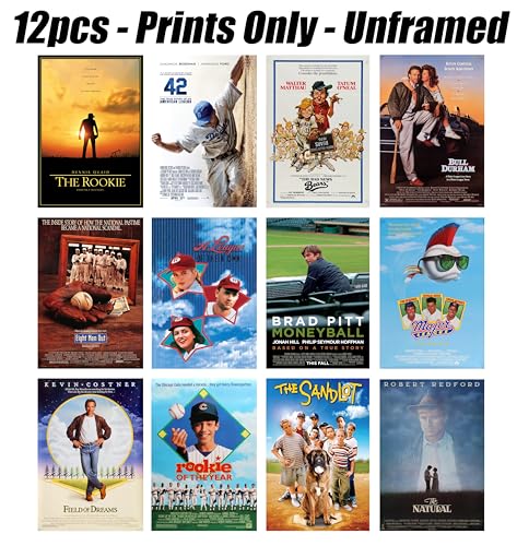 ArtDirect GalleryPack Wall Art – 12 Unframed 8x12 Movie Poster Prints Baseball Movies, Collectible Décor for Home or Office - color: Baseball Movies