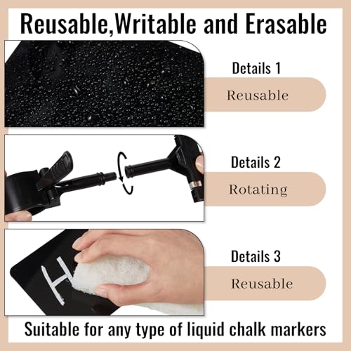 20 Set Mini Plastic Chalkboard Sign with Clip Double Head Rotating Display Price Tag Bulk Erasable Merchandise Sign Clip Holder for Business Retail Food Clothing Vendor Shelf Basket Display (Black)