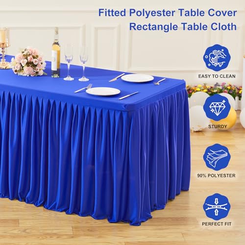 Wish Care 2 Pack Royal Blue Rectangle Table Clothes for 4 Foot Tables, Polyester Fitted Tablecloths 4ft Stretch Table Cover for Wedding, Birthday, Parties, Trade Show, Craft Show - color: Royal Blue, size: 48" x 24" (4 Ft - 2 Pcs)