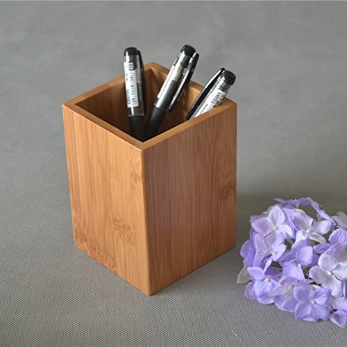 Bamboo Wood Desk Pen Pencil Holder Stand Multi Purpose Use Pencil Cup Pot Desk Organizer
