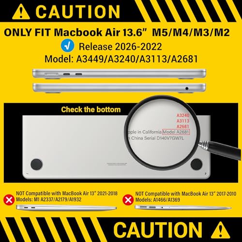 IBENZER Compatible with MacBook Air 13 inch Case M5 2026 M4 2025 M3 M2 2024-2022 A3449 A3240 A3113 A2681,HardShellCase&KeyboardCover ScreenFilm Type-C for Mac air 13.6", Marigold, KK-MAGD+2TC - color: Marigold