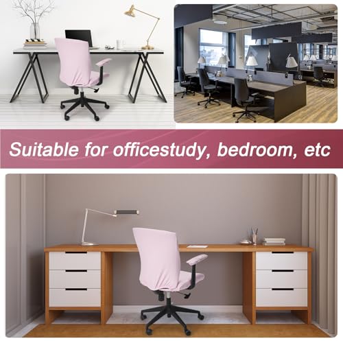 Tallew 4 Pcs Office Chair Covers Set Computer Universal Protective Stretchable Chair Seat Covers Desk Armrest Slipcovers Pads Office Cushion Backrest for Rotating(Pink) - color: Pink