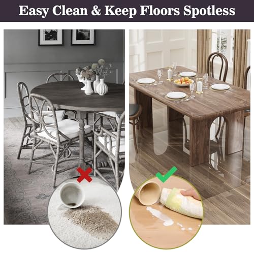 5'×7' Crystal Transparent Floor Mat for Under Dining Room Table, No Scratch Durable Plastic Area Rug for Kitchen, Waterproof Easy Flat Floor Protector for High Traffic Area - color: Crystal Transparent, size: 5' x 7' (Rectangular)