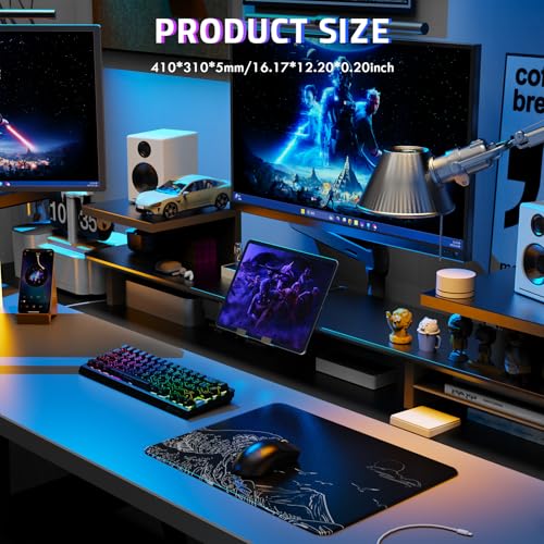 ATTACK SHARK CM05SE Glass Gaming Mouse Pad for FPS & Esports, Nano-Etched Tempered Glass Surface,Ultra-Smooth Low Friction Hard Mousepad,Waterproof Large Desk Mouse Mat for PC Setup,Black Wave - color: Black Wave