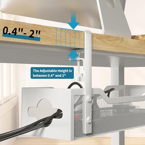 Under Desk Cable Management Tray White, Litwaro Cable Management Under Desk No Drill, Cable Organizer with Clamp for Wire Management, Cord Organizer for Office, Home No Damage to Desk - color: White, size: 15.75"
