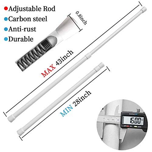 AIJIEGUANG Spring Tension Curtain Rods 28-43in Spring Load Adjustable Expandables Heavy Duty Steel Small Short Tension Curtain Rod for Windows,Kitchen,Doorway,Bathroom,Cupboard Bars