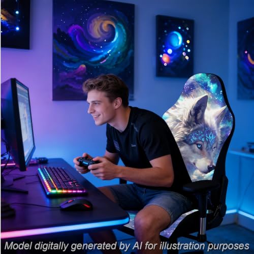 Gaming Chair Covers, 3D Printing Stretchable Soft Non-Slip Easy to Install Gamer Chair Cover with Armrest Cover(No Chair)(M) - color: M