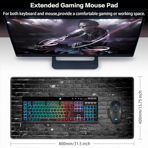 Canjoy Gaming Mouse Pad, Large Extended Mouse Pad Big Computer Mousepad for Home Office Gaming Work 31.5x15.7inch - color: Brick Wall