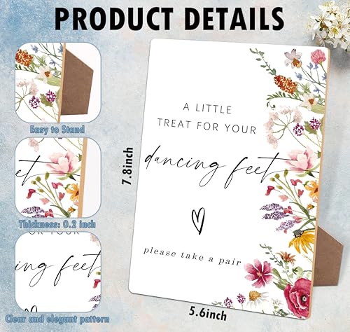 A Little Treat for Your Dancing Feet Sign, Wedding Signs for Ceremony and Reception, Floral Bridal Shower Decoration, Wooden Wedding Signage, Bridal Shower Decor, Engagement Anniversary Supplies, 14 - color: A Little Treat for Your Dancing Feet Sign, 14