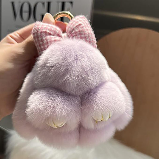 Handmade Soft Bunny Keychain, Includes Matching Tin, Charming Rabbit Design, Perfect for party gifts, Christmas. - color: Purple, size: big