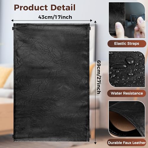 Headrest Cover for Recliner Chair Recliner Headrest Protector with Elastic Straps Faux Leather Headrest Cover Chair Couch Headrest Cover for Furniture Sofa Protector 17 x 27In (Black) - color: Black, size: 17x27 in