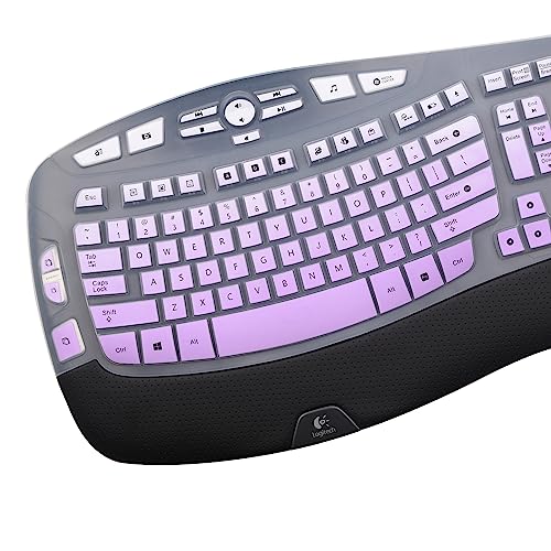 Keyboard Cover for Logitech K350 Wireless Wave Keyboard,& MK570 MK550 Wireless, Logitech K350 MK550 MK570 Keyboard Accessories Protective Skin-Rainbow-OmbrePurple - color: OmbrePurple