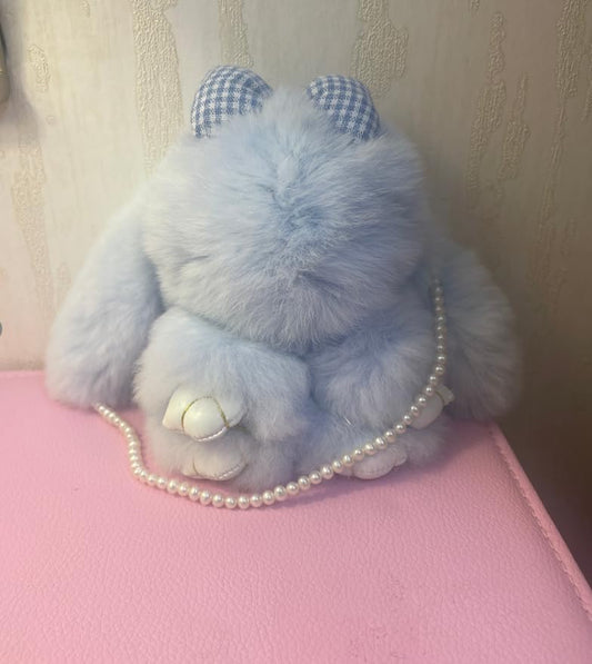 Handmade Soft Bunny Keychain, Includes Matching Tin, Charming Rabbit Design, Perfect for party gifts, Christmas. - color: Blue, size: big
