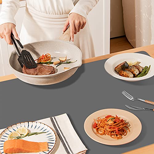 Ewen 27.6x19.5in 2mm Silicone Mats for Kitchen Counter, Thick Heat Resistant Silicone Baking Mat Placemat, Large Glass Top Stove Cover Countertop Protector Pad for Pastry Air Fryer Coffee Maker Art - color: Gray, size: 27.6"L x 19.5"W