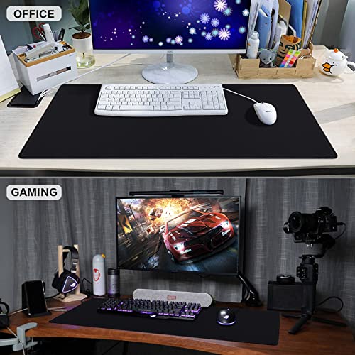 Canjoy Gaming Mouse Pad (31.5x15.7in) 3mm Thickness XX-Large Extended Mousepad Big Computer Keyboard Full Desk Mousepad with Anti-Slip Base Anti-Fray - color: Black