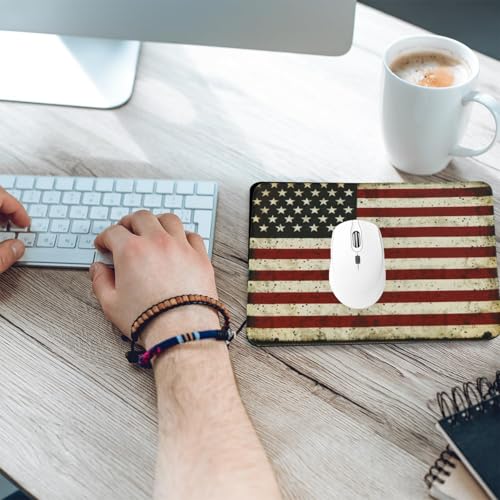 USA National Flag Gaming Mouse Pad, Large Mouse Pad for Desk Mat XL Mousepad, Stitched Edges Non-Slip Rubber Base Mouse Pads for Computers Laptop (USA Flag-Small-White) - color: USA Flag-Small-White