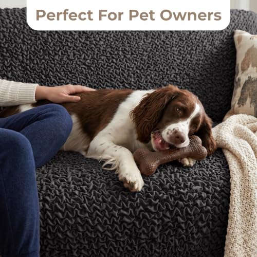 Premium Stretch Couch Covers for Sofa - Sofa Chair Cover Washable, Dogs & Pets Friendly - Elastic Polyester Loveseat Slipcovers - Non-Slip Love Seat Couch Covers - Black (21"-39" Wide) - color: Black, size: 21"-39" Wide