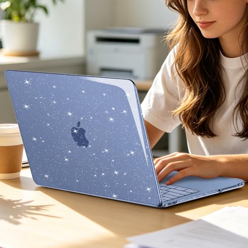 MOSISO Sparkly Glitter Case Compatible with MacBook Neo Case 13 inch 2026 Release Model A3404 with A18 Pro Chip, Crack-Resistant Protective Hard Shell Case&Keyboard Cover&ScreenFilm&Pouch, Indigo - color: Indigo