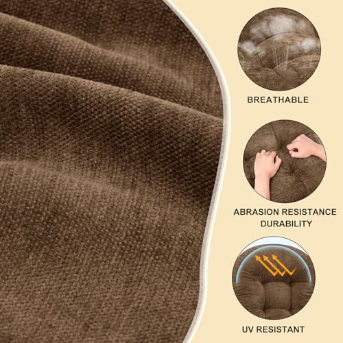 Rocking Chair Cushion - Chenille Fabric, High-Density Sponge, Durable Comfort Non-Slip Bottom Tufted Seat Pads with Ties, Chenille︱Brown, 44x19x4 inch - color: Chenille | Brown