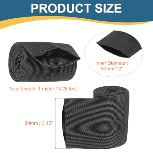 HARFINGTON Nylon Protective Hose Sleeve 2" ID 3FT Cable Cover Sheath Hydraulic Hose Protector Wrap for Welding Cord Tig Torch Hydraulic, Black - size: 2" ID 3FT