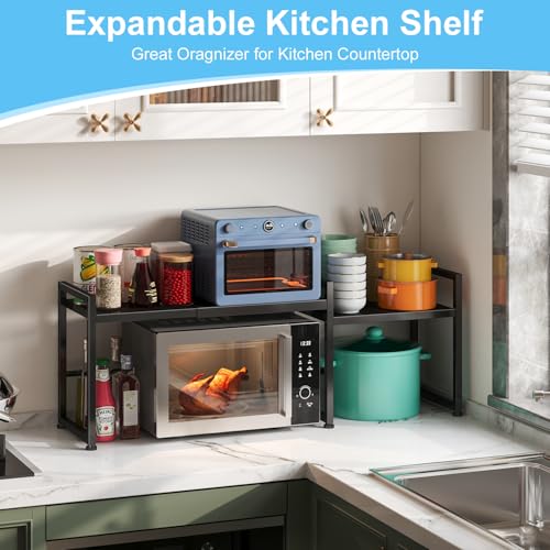 44.3 Inches Expandable Metal Storage Shelves,150LBS Heavy Duty Shelving Units and Storage For Appliance,Adjustable Utility Organization and Storage Shelf Rack For Kitchen Cabinet Closet Garage Pantry - size: 1 Tier:11.8"D x 44.3 "W x 16.3"H