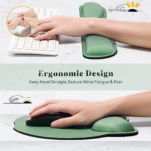 Gimars Ergonomic Mouse Pad Wrist Support, Upgrade Enlarge Superfine Fibre Soft Smooth Keyboard Wrist Rest, Comfortable Memory Foam Wrist Rest for Pain Relief, Computer, Gaming, Office,Dark Green - color: Blue Gradient