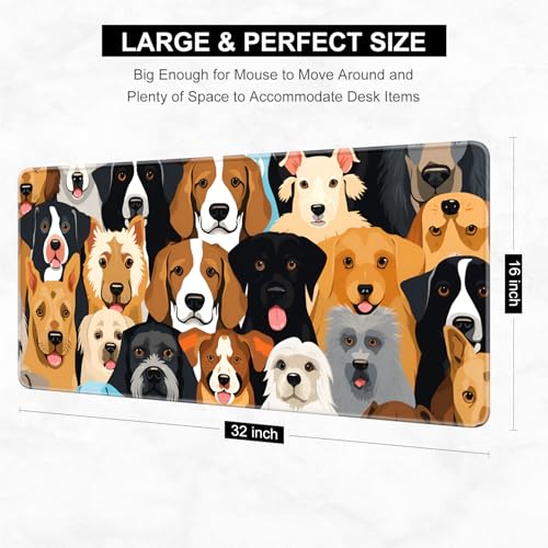Desk Pad, 32" x 16" XXXL Extended Large Gaming Mouse Pad, Desktop Decor Desk Mat, Men Women Office Supplies and Accessories, Cute Anime Mouse Mat for Laptop & Keyboard, Gentleman Dog - color: Gentleman Dog