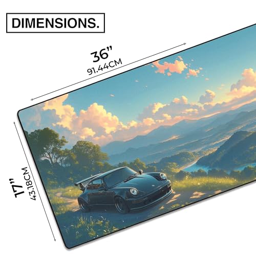 MPCO. Original Large Gaming Desk Mat – 36" x 17" Duroglyde Manga Motors Porsche-Blue Full Desk Mouse Pad for Smooth Precision – Non-Slip, Washable Extra-Large PC Mouse Pad for Gaming Sessions - color: Blue