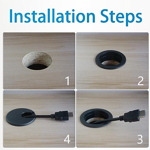 6 Pack Desk Grommet 2 Inch (50 mm) Bi-Metal Hole Saw Kit | with Cord Wrap Coiled Tube Management,2 m Cable Sleeve Organizer with Table Hole Cover