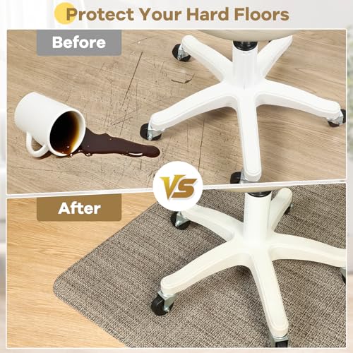 BesWin Office Chair Mat for Hard Floors, Heavy Duty Desk Floor Mat for Hardwood and Tile Floors, Computer Chair Mat for Rolling Chair, Anti Slip Floor Protector Mat for Office Home, Brown, 36" x 48" - color: Brown, size: 36" x 48"