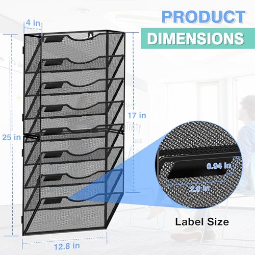 Kuntine.B Wall File Organizer Office Hanging Magazine Holder Wall File Organizer for Office Home (Black, 8 Tier) - color: Black, size: 8 Tier & No Hangers