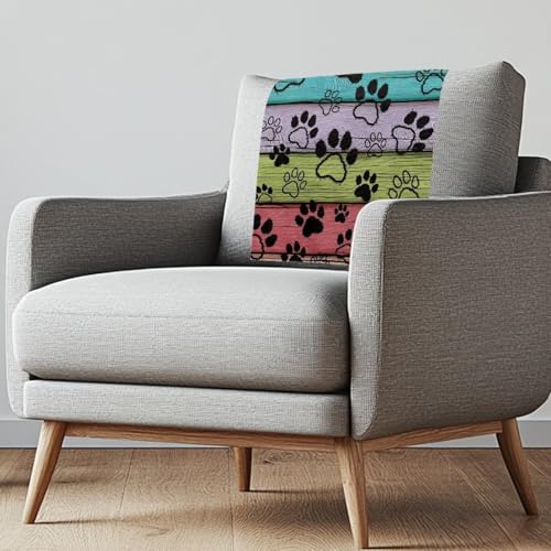 Dog Paw Recliner Headrest Cover Brown Headrest Covers for Recliners Wood Print Easy to Install Couch Head Rest Covers Pet Scratch Resistant Sofa Head Protector 2 Pcs - color: Dog Paw Wood Print