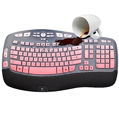 Keyboard Cover for Logitech K350 Wireless Wave & MK570 MK550 Wireless Keyboard, Logitech K350 MK550 MK570 Keyboard Accessories Protective Skin-Rainbow - color: Ombrepink
