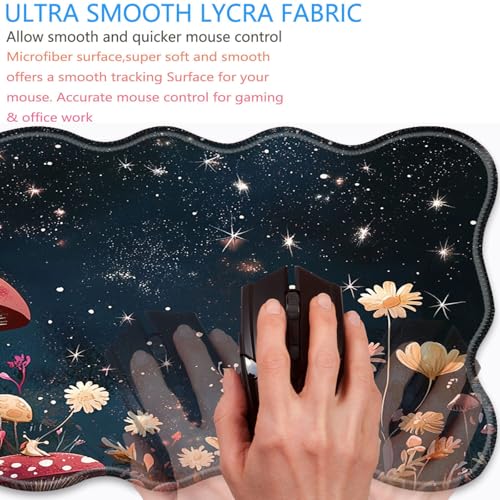 Bxgolkgd Desk Mat Set,Mouse Pad with Keyboard Wrist Rest & Mouse Wrist Rest,Wave-Shaped Design,Non-Slip Rubber Base,Ergonomic Desk Mat for Home,Office,Gaming,Mushrooms and Snails - color: Mushrooms and Snails